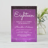Invitation Purple étincelle sous les étoiles 18e anniversaire (Debout devant)