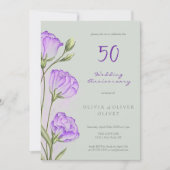 Invitation Purple Eustomas Mariage Anniversaire 50 ans (Devant)