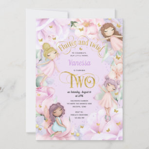 Invitation Purple Fairy thème, Girl 2e anniversaire Invitatio