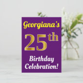 Invitation Purple, Faux Gold 25e anniversaire Célébration + N (Debout devant)