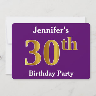 Invitation Purple, Faux Gold 30th Birthday Party; Nom personn