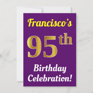 Invitation Purple, Faux Gold 95e anniversaire Célébration + N