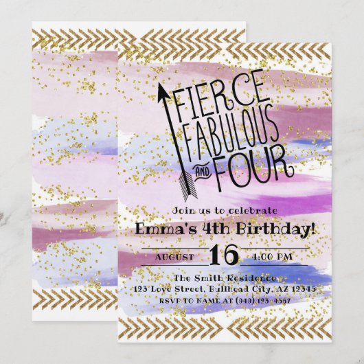 Invitation Purple Fierce Fabrique & quatre 4e anniversaire (Devant / Derrière)