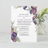 Invitation Purple Fig Aquarelle Floral Mariage Inviter (Debout devant)