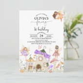 Invitation Purple Fleur sauvage Fairy 1er Anniversaire Invita (Debout devant)