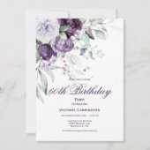 Invitation Purple Floral 60e Anniversaire Moderne (Devant)