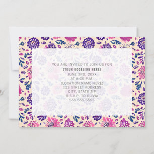 Invitation Purple Floral All Purpose Générique Party
