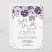 Invitation Purple Floral Baby Sprinking par la poste (Devant)