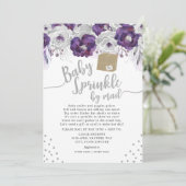 Invitation Purple Floral Baby Sprinking par la poste (Debout devant)