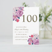 Invitation Purple Floral Botanical Simple Chic 100e anniversa (Debout devant)