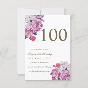 Invitation Purple Floral Botanical Simple Chic 100e anniversa