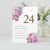 Invitation Purple Floral Botanical Simple Chic 24e anniversai (Debout devant)