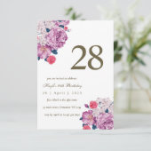 Invitation Purple Floral Botanical Simple Chic 28e anniversai (Debout devant)