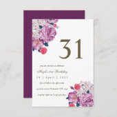 Invitation Purple Floral Botanical Simple Chic 31e anniversai (Devant / Derrière)