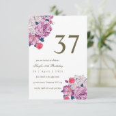 Invitation Purple Floral Botanical Simple Chic 37e anniversai (Debout devant)