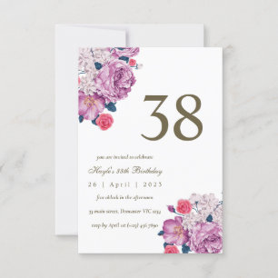 Invitation Purple Floral Botanical Simple Chic 38e anniversai