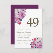 Invitation Purple Floral Botanical Simple Chic 49e anniversai (Devant / Derrière)
