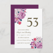 Invitation Purple Floral Botanical Simple Chic 53ème annivers (Devant / Derrière)