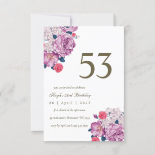 Invitation Purple Floral Botanical Simple Chic 53ème annivers