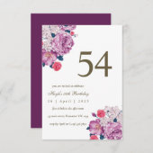Invitation Purple Floral Botanical Simple Chic 54e anniversai (Devant / Derrière)