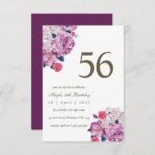 Invitation Purple Floral Botanical Simple Chic 56e anniversai (Devant / Derrière)