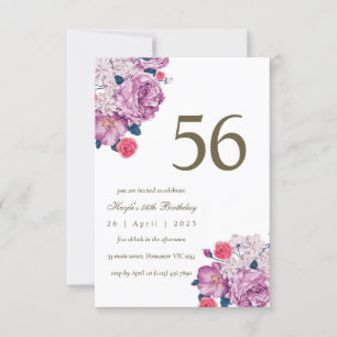 Invitation Purple Floral Botanical Simple Chic 56e anniversai