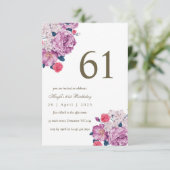 Invitation Purple Floral Botanical Simple Chic 61e anniversai (Debout devant)