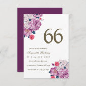 Invitation Purple Floral Botanical Simple Chic 66e anniversai (Devant / Derrière)