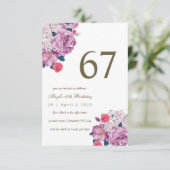 Invitation Purple Floral Botanical Simple Chic 67e anniversai (Debout devant)
