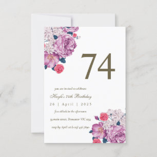 Invitation Purple Floral Botanical Simple Chic 74e anniversai