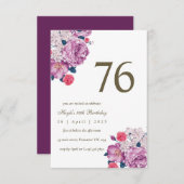 Invitation Purple Floral Botanical Simple Chic 76e anniversai (Devant / Derrière)
