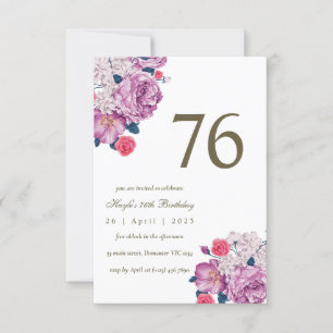Invitation Purple Floral Botanical Simple Chic 76e anniversai