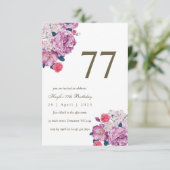Invitation Purple Floral Botanical Simple Chic 77e anniversai (Debout devant)