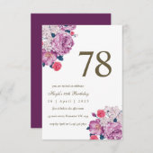 Invitation Purple Floral Botanical Simple Chic 78e anniversai (Devant / Derrière)