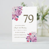 Invitation Purple Floral Botanical Simple Chic 79e anniversai (Debout devant)