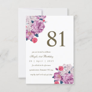 Invitation Purple Floral Botanical Simple Chic 81e anniversai