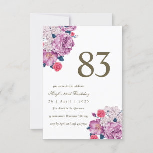 Invitation Purple Floral Botanical Simple Chic 83e anniversai