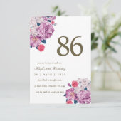 Invitation Purple Floral Botanical Simple Chic 86e anniversai (Debout devant)