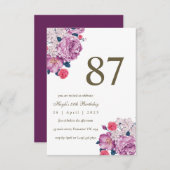 Invitation Purple Floral Botanical Simple Chic 87e anniversai (Devant / Derrière)