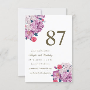 Invitation Purple Floral Botanical Simple Chic 87e anniversai