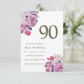 Invitation Purple Floral Botanical Simple Chic 90e anniversai (Debout devant)