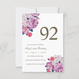 Invitation Purple Floral Botanical Simple Chic 92e anniversai