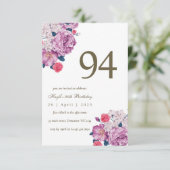 Invitation Purple Floral Botanical Simple Chic 94e anniversai (Debout devant)