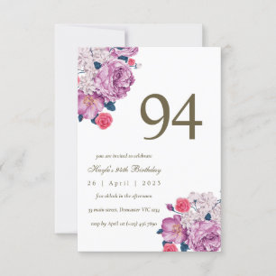 Invitation Purple Floral Botanical Simple Chic 94e anniversai