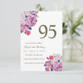 Invitation Purple Floral Botanical Simple Chic 95e anniversai (Debout devant)