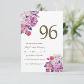 Invitation Purple Floral Botanical Simple Chic 96e anniversai (Debout devant)