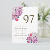 Invitation Purple Floral Botanical Simple Chic 97e anniversai (Debout devant)