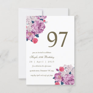 Invitation Purple Floral Botanical Simple Chic 97e anniversai