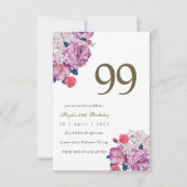 Invitation Purple Floral Botanical Simple Chic 99e anniversai (Devant)