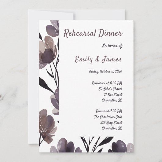 Invitation Purple Floral Botanical Wedding (Devant)